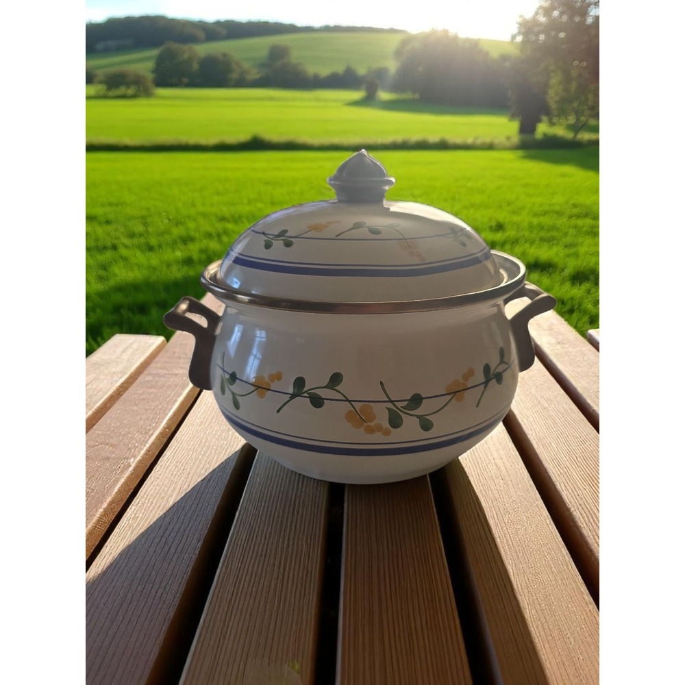 Lincoware  Taiwan Vintage Enamel Dutch Oven Stockpot‎ Pot W/lid